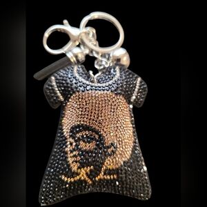 Crystal Embellished Afro Dress Bag Charm Keychain
